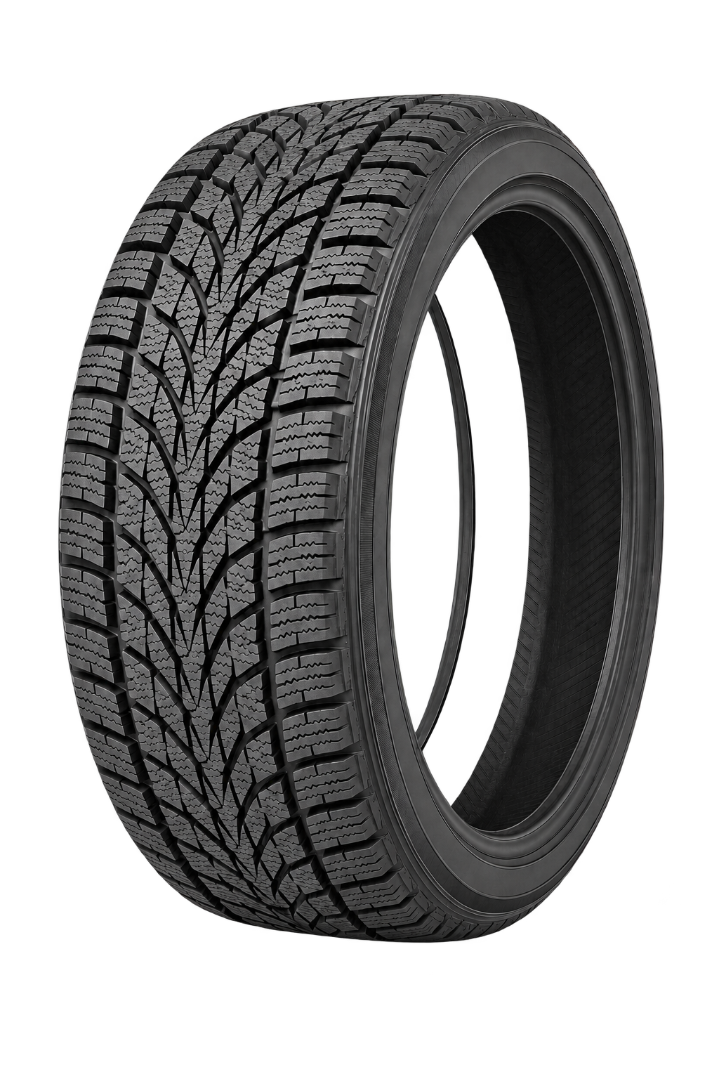Dedicated winter tire with deep directional tread and dense snow sipes